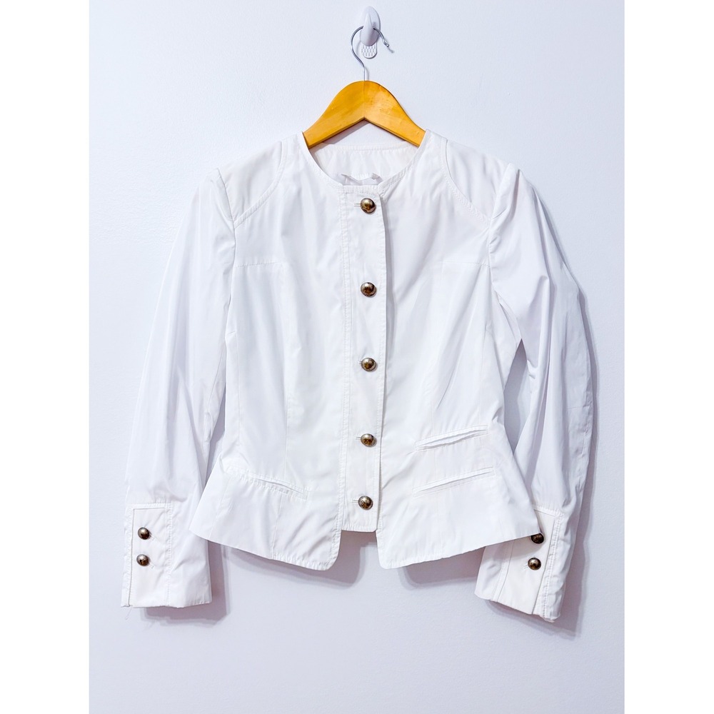 ERMANNO DAELLI White Linen Lightweight Button Front Blazer Size 42 IT